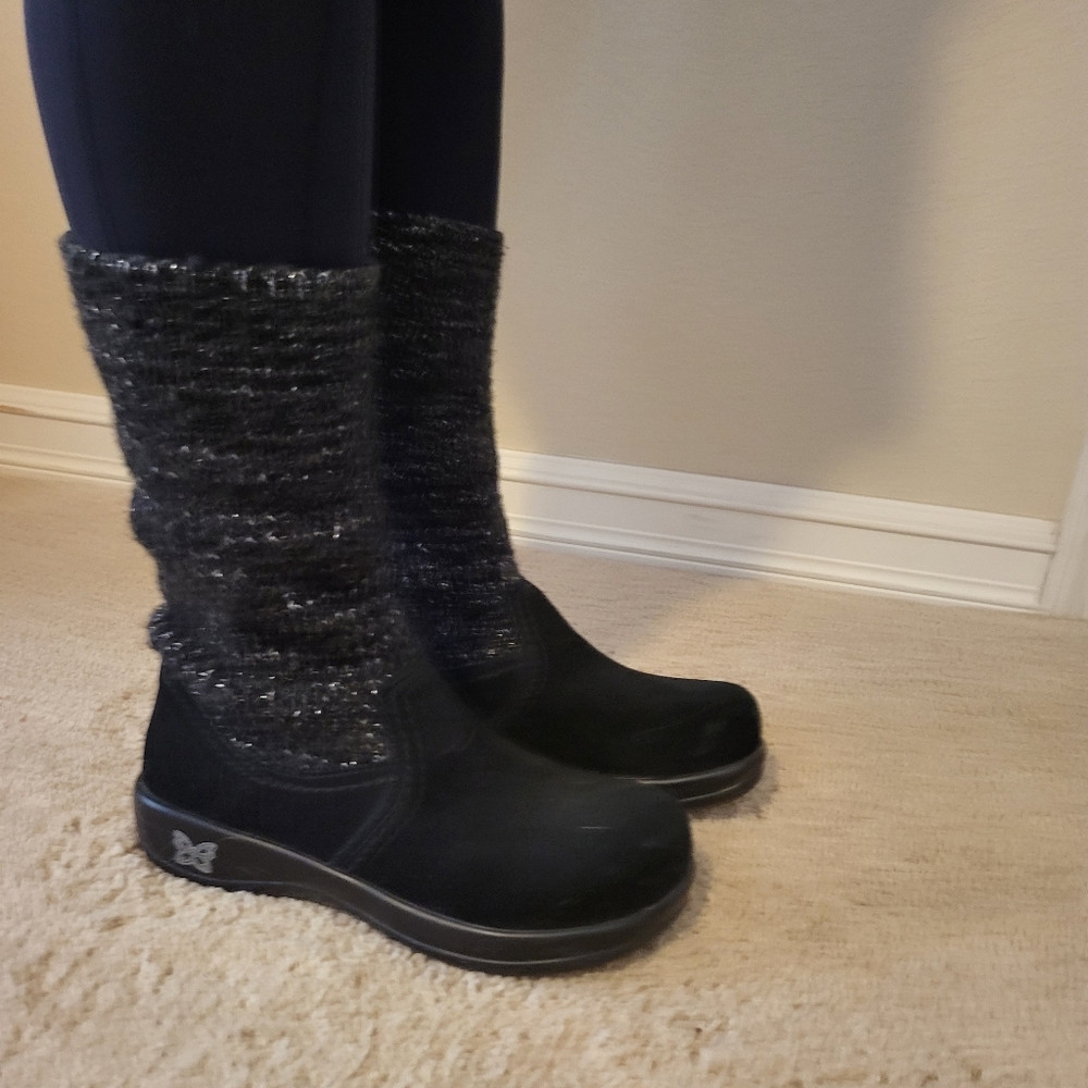 Alegria Juneau Black Silver Boots